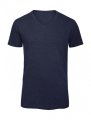 Heren T-shirt V Hals B&C Triblend TM057 Heather Navy